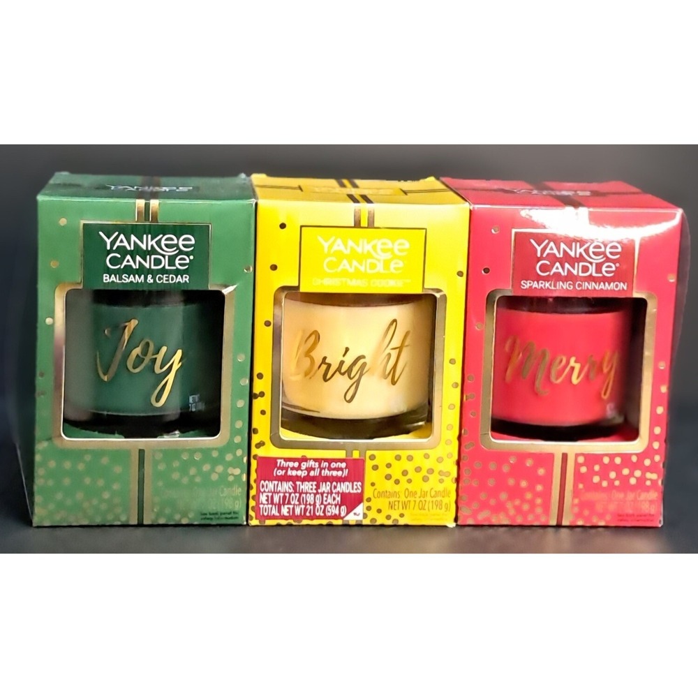 Christmas candles set of 3, Balsam Cedar, Christmas Cookies, Sparkling Cinnamon‎